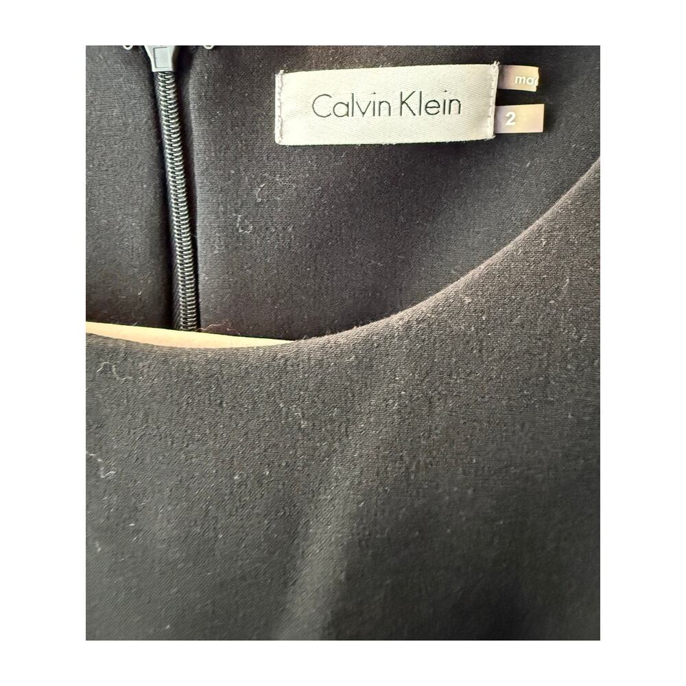 Calvin Klein Solid Black Dress Sleeveless Round Neck Shift Lined Size 2 - Picture 5 of 5